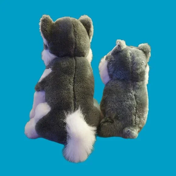 Gray Wolf /Husky Dog Plush 10" Shalom Toy Co Stuffed Animal Toy with Blue Eyes - Picture 2 of 16